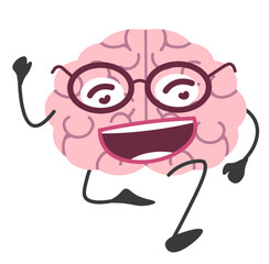 Active brain character, cheerful full of energy
