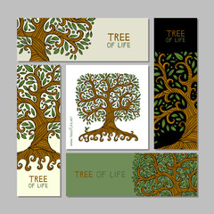 Vintage tree of life with roots, concept art for your business. Creative ideas for cards, banner, web, promotional materials. Corporate identity template. Vector illustration