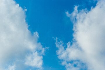 Blue sky with white cumulus clouds weather wind natural background