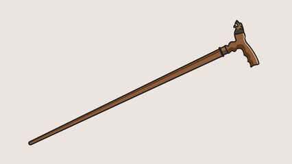 Walking stick with hand-carved vector illustration