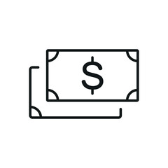 Dollar bills stack icon - editable stroke