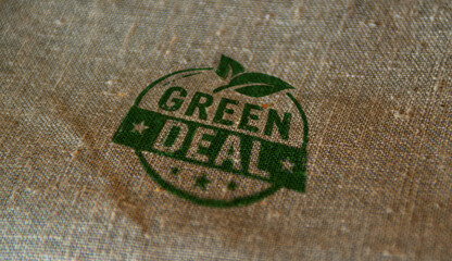 Fototapeta na wymiar Green Deal fit for 55 stamp and stamping