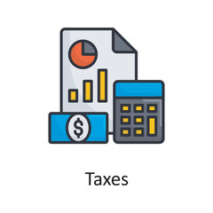 Taxes vector filled outline Icon Design illustration. Miscellaneous Symbol on White background EPS 10 File