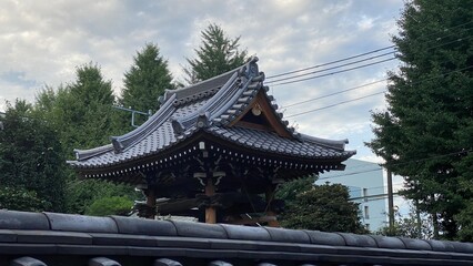 The beautiful temple rooftop beside the Todai university at Hongo district in Bunkyo ward, Tokyo Japan year 2022 July 27th