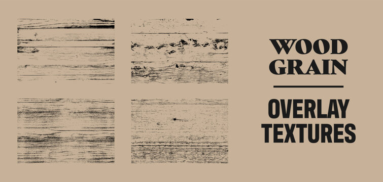 set of wood grain texture overlays, vector illustration