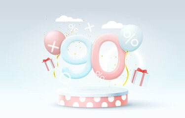 Mega sale special offer, Stage podium percent 90, Stage Podium Scene with for Award, Decor element background.