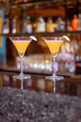 Cocktail in the bar, New Delhi, India.