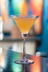 A cosmopolitan, or informally a cosmo, is a cocktail made with vodka, triple sec, cranberry juice, and freshly squeezed or sweetened lime juice, New Delhi, India.