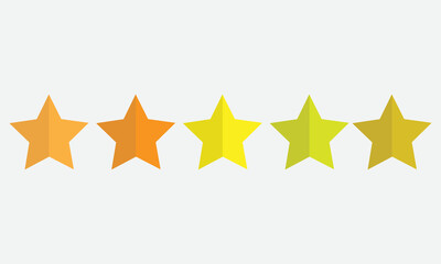 set of golden five-star rating vector illustration for review, award, ranking success 