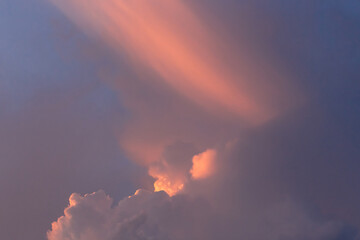 Fototapeta na wymiar Colored sky clouds atmosphere nature summer evening background