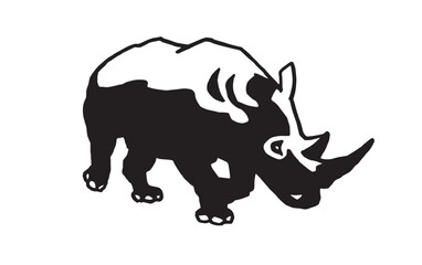 Ink pen vector rhino isolated on white, stylish graphical drawing , rhino for logotype ,design and tattoo