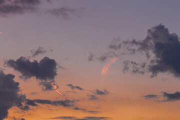 Blue cloud in the evening sky of nature in summer weather background sunset
