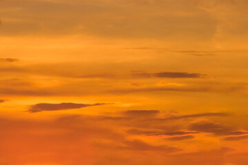 Sunset sky orange color clouds background nature in the evening summer