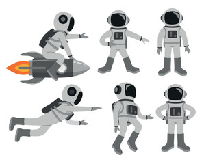 Fototapeta premium set of astronaut isolated on a white background