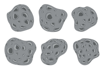 set of meteorite rocks.vector illustration