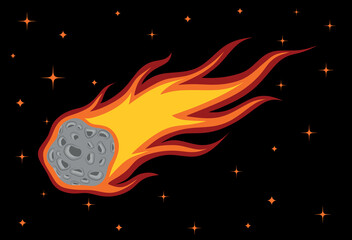 comet glides with fire at night. © andin