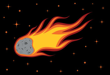 Fototapeta premium comet glides with fire at night.