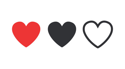 Simple heart icon vector set