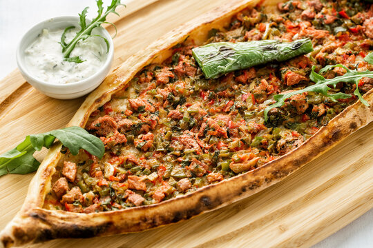 Turkish pide with meat