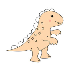 Cute baby dinosaur. Prehistoric character in doodle style.