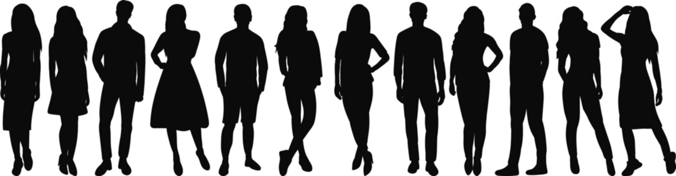 silhouette people on white background isolated, vector