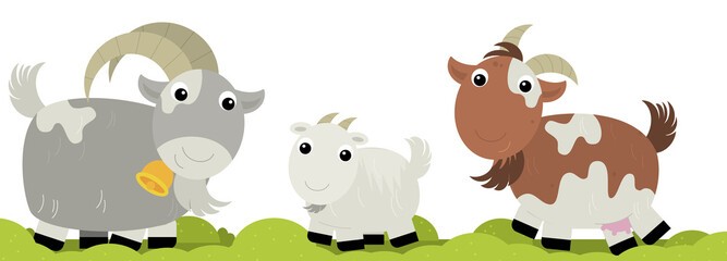 cartoon scene with goat family illustration