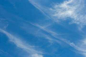 Cirrus Cumulus White Clouds Blue Sky Background Nature Wind Weather Atmosphere Air - obrazy, fototapety, plakaty