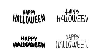 Collection Happy Halloween lettering template. Holiday calligraphy.