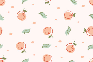 Orange fruits nature doodle pastel pattern