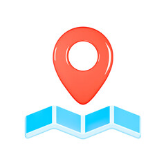3D render location pin with a map minimal icon isolated on white background vector illustration.