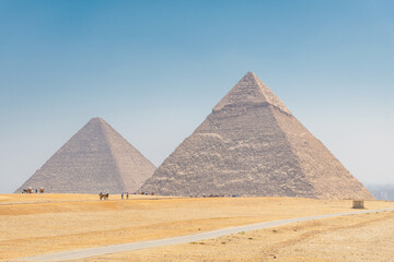 Fototapeta na wymiar A view of the pyramids at Giza, Egypt