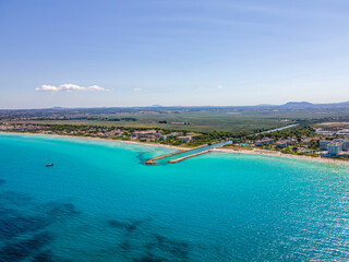 Fototapeta na wymiar Alcudia Beach from Drone, Mallorca, Spain Aerial Photos