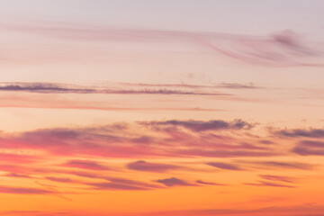 Bright red-orange sunset sky clouds summer background nature evening beautiful landscape colorful