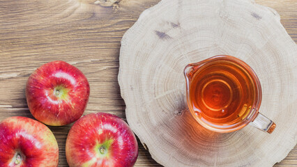 Apple cider vinegar, fermented product. Homemade fruit salad dressing