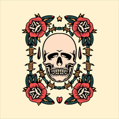 skull tattoo set vector design