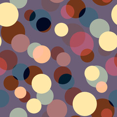 Abstract geometric delicate pastel color circles seamless layered pattern, retro style