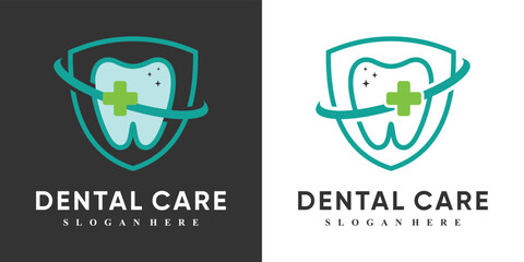 Dental logo design for dental clinic or dental care with creative concept Premium Vector