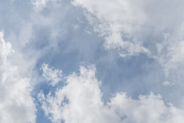 White cumulus clouds blue sky natural background weather change wind