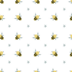 Bee seamless pattern. Cute baby pattern.