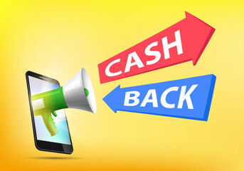 Smartphone screen with cashback labels.