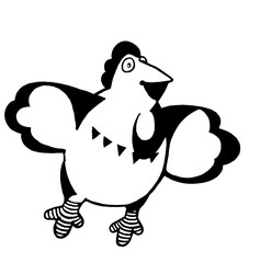 Сartoon chicken in flight