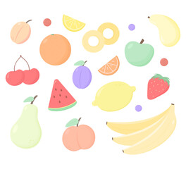 Collection of fruits. Cute vector illustration