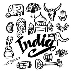 Cartoon cute doodles hand drawn India 