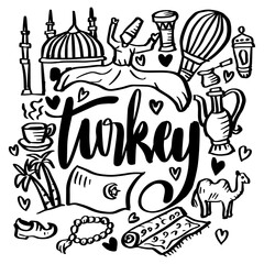 Doodle hand drawing of Turkey element	