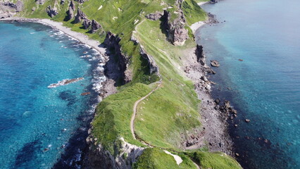 Obraz premium Japan Hokkaido Sea Mountain Nature