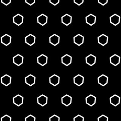 Vector. The texture of the contour hexagon. Black and white geometric seamless pattern. Mosaic abstract background. Hexagonal repeating hand drawn geometric polygon texture.