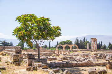 Beautiful view of the ruins of the ancient city of Anjar, Lebanon