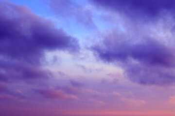 fantasy, blue, purple and pink evening cloudy sky