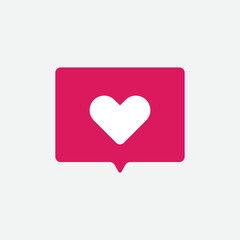 like comment bobble vector illustration for internet business and media romantic heart design