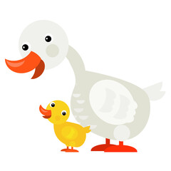cartoon scene with duck family illustration